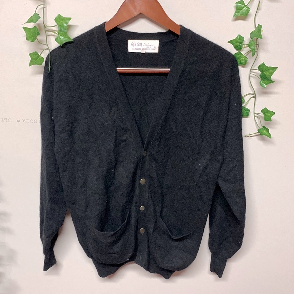Black Cashmere Cardigan Sweater